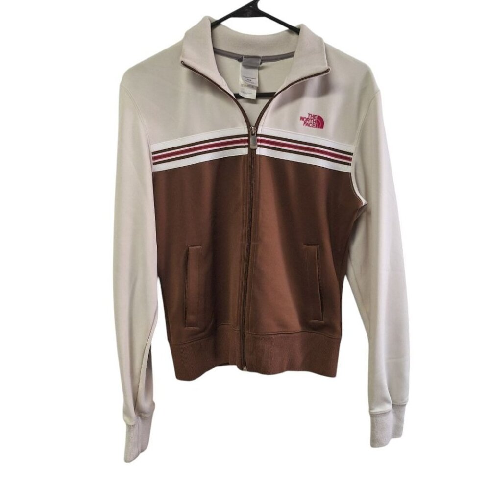 The North Face Full Zip Sweatshirt Brown Tan Womens XS Zip Pockets‎